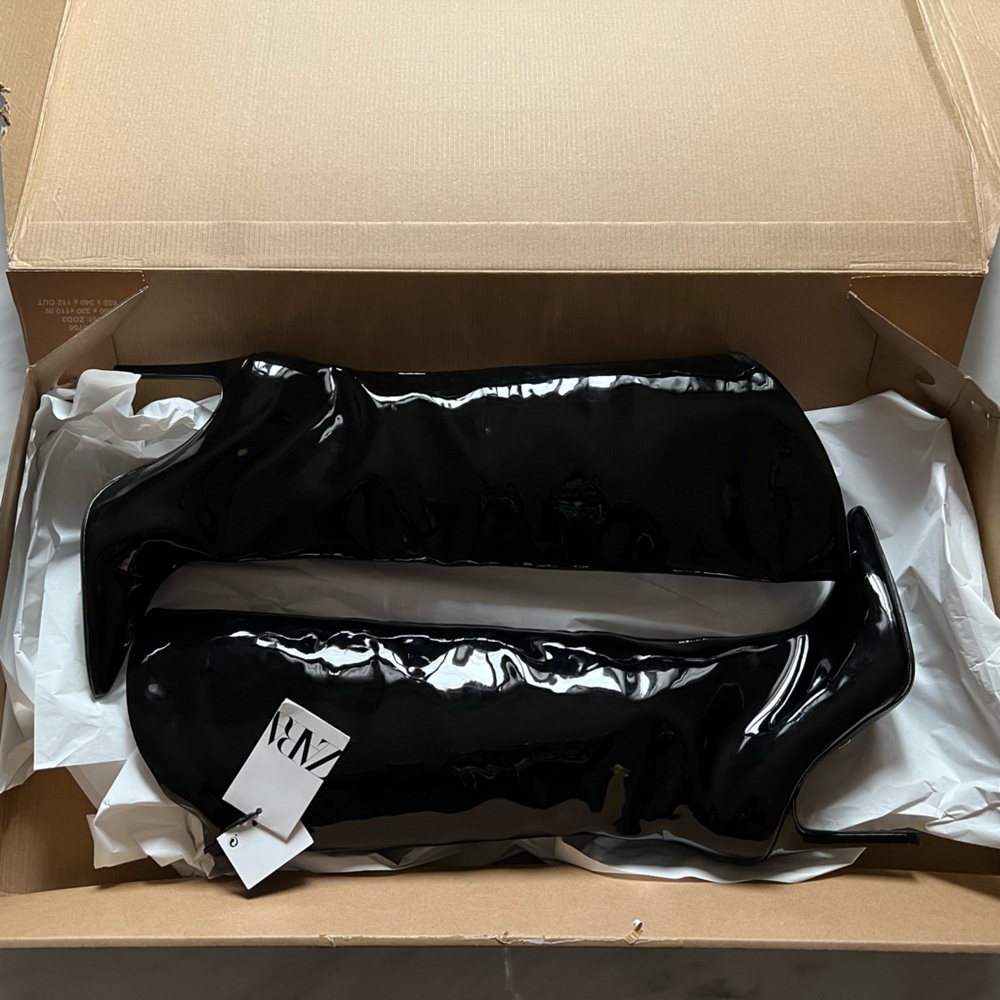 Zara Patent Leather Knee High Boots